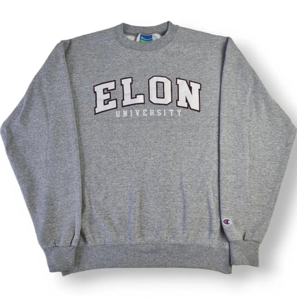 Champion Sweatshirt USA Elon University Sweater Grey Pullover Mens Size Medium. - Picture 1 of 7